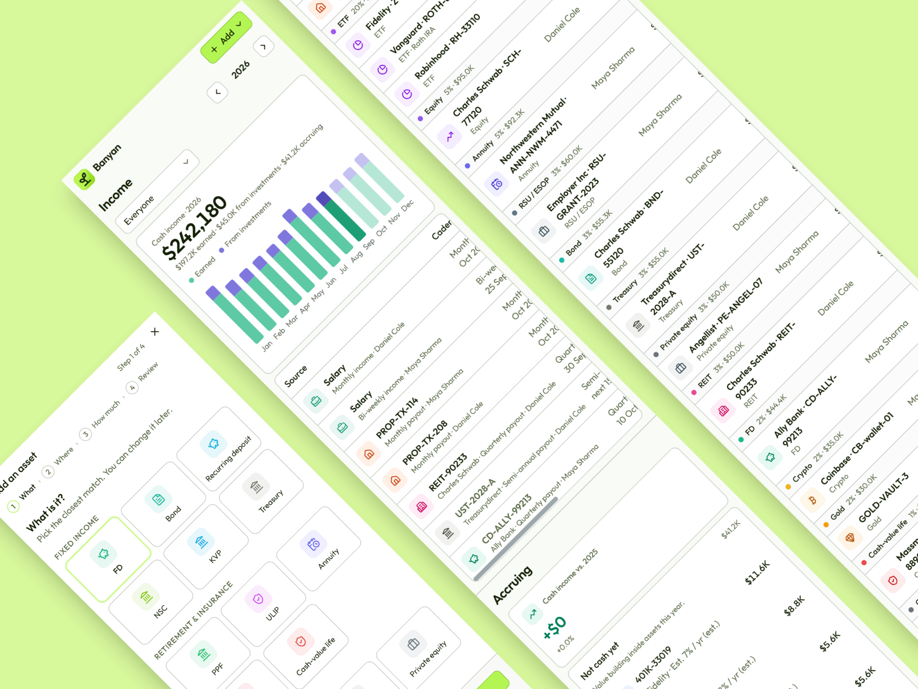 Income and Portfolio on a phone.