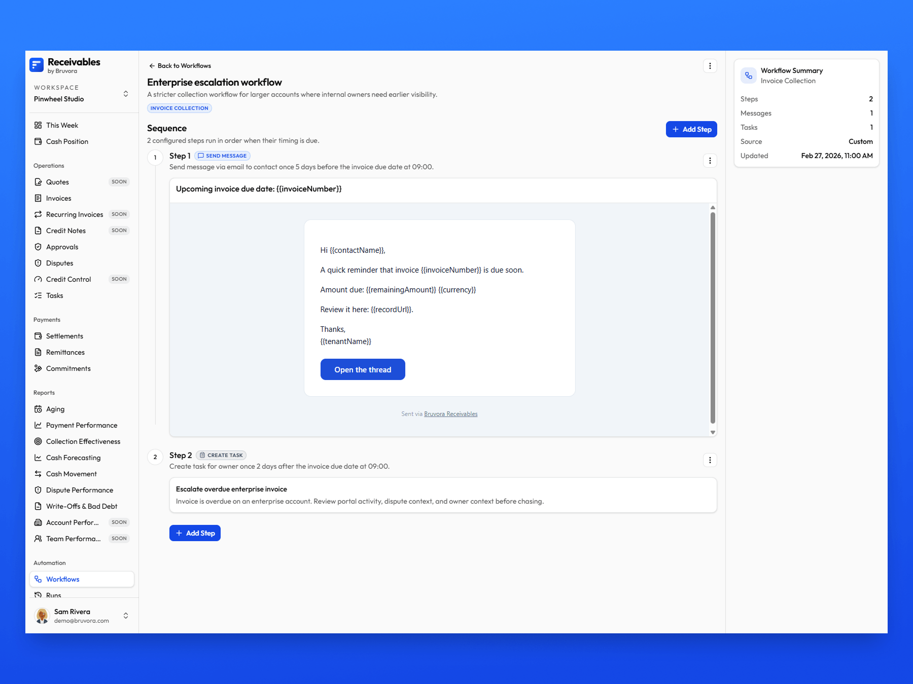 A workflow. A stricter sequence for large accounts, step by step.